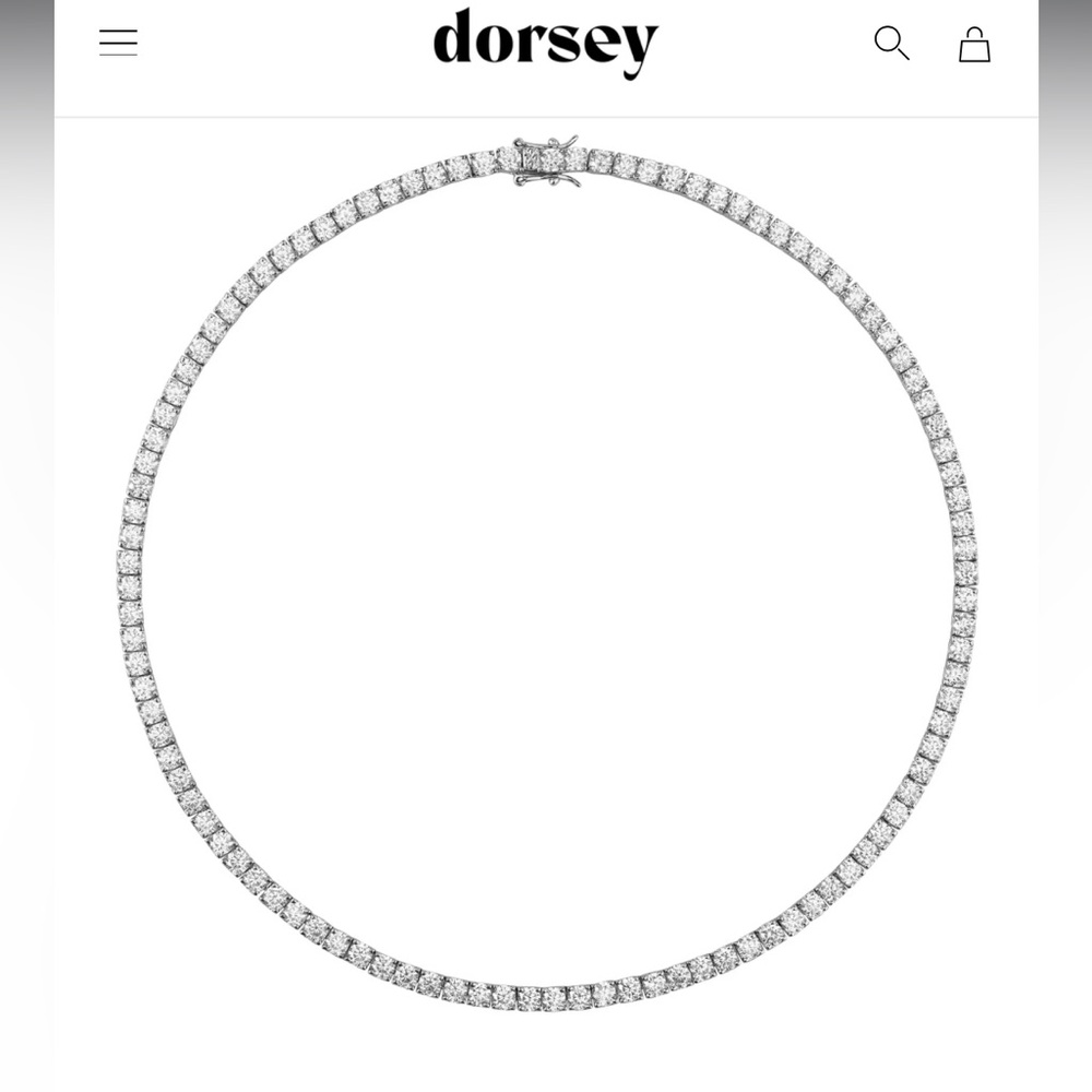 Tennis Necklace 15” DORSEY KATE ROUNDCUT WHITE SAPPHIRE SILVER RIVIÈRE NECKLACE